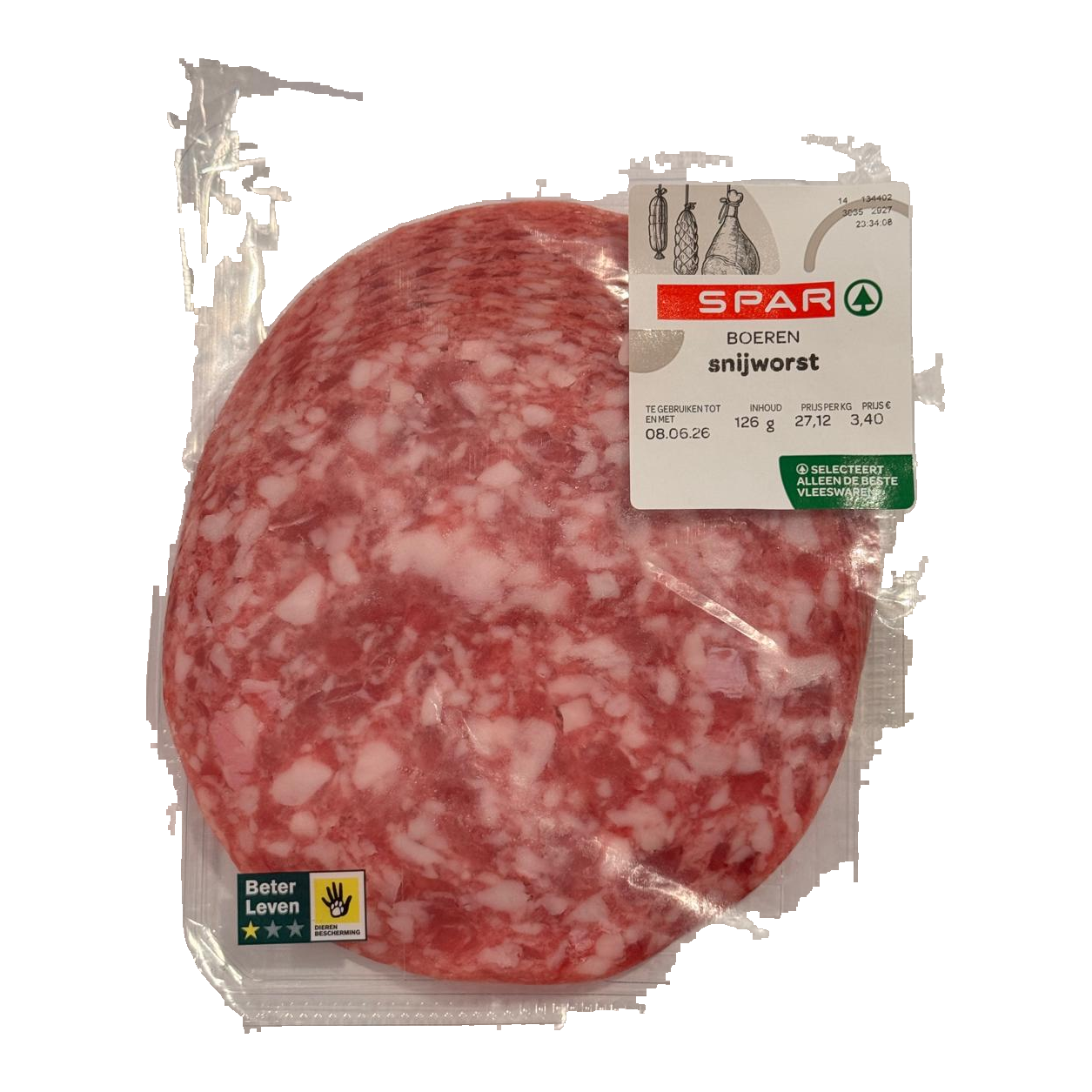 SPAR KLP  boerensnijworst 125gr 1 KG